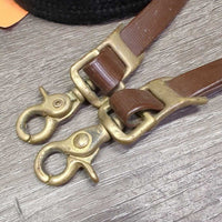 Pr Biothane & Wide/Thick Braided Nylon Barrel Reins, snaps *vgc/gc, snags, loose threads, frays, mnr stains?dirt & rubs
