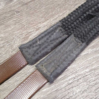 Pr Biothane & Wide/Thick Braided Nylon Barrel Reins, snaps *vgc/gc, snags, loose threads, frays, mnr stains?dirt & rubs

