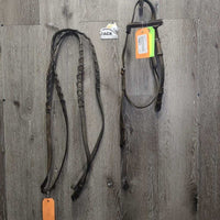 Rsd Bridle, Braided Reins *fair, NO Noseband, v.dry, v.stiff, twisted, broken keeper, dirty, creases, tight keepers
