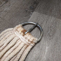 15 Cotton String Cinch, 2x D Rings *gc/fair, v.hairy, dirt, rusty, pulled string end
