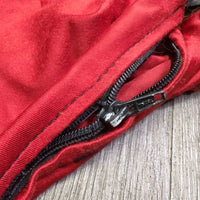 Hvy Lycra Full Face Slinky, Zipper, Velcro *fair/gc, clean, holes, snags, rubs, pulled/unstitched zipper edge, v.rubbed & frayed seams, threads

