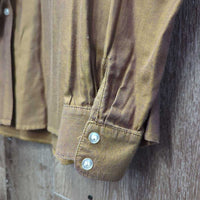 LS Hvy Show Shirt, 2x Button Collars *gc, older, faded, rubs, frayed button holes, v.bubbled collar
