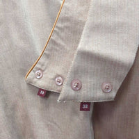 LS Hvy Show Shirt, 2x Button Collars *gc, older, faded, rubs, cuffs: puckers, rubs, creases & stains

