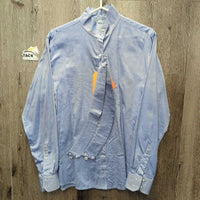 LS Hvy Show Shirt, 2x Button Collars *gc, older, frayed holes, cuffs: puckers, rubs, creases & stains
