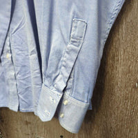 LS Hvy Show Shirt, 2x Button Collars *gc, older, frayed holes, cuffs: puckers, rubs, creases & stains
