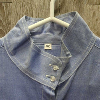 LS Hvy Show Shirt, 2x Button Collars *gc, older, frayed holes, cuffs: puckers, rubs, creases & stains
