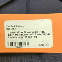 Wool Show Jacket *gc, older, marker, mnr hair, loose button threads
