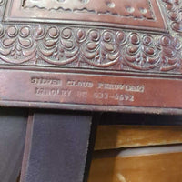 14" Silver Cloud Peruvians Show Saddle: 3 pads, 2 wool/1 Corona (leather), Tapacola(tail), Batacola(crupper), Cruzeta(connector), Retrancas(straps), Stirrups, latigos, String Cinch, Breastplate, Headstall, Hackamore, Reins, Tapa Ojos (eye covers), Bag
