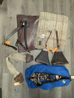 14" Silver Cloud Peruvians Show Saddle: 3 pads, 2 wool/1 Corona (leather), Tapacola(tail), Batacola(crupper), Cruzeta(connector), Retrancas(straps), Stirrups, latigos, String Cinch, Breastplate, Headstall, Hackamore, Reins, Tapa Ojos (eye covers), Bag
