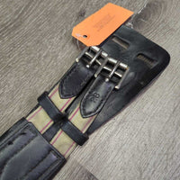 Padded Leather Short - Dressage Girth, 2x els *gc, clean, creases, hairy seam, dents, rubs, older, mismatched?repaired els
