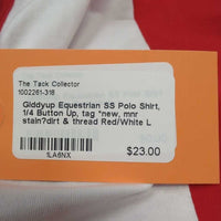 SS Polo Shirt, 1/4 Button Up, tag *new, mnr stain?dirt & thread
