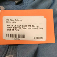 LS Sun Shirt, 1/2 Zip Up, Mesh Sleeves *vgc, mnr seam rubs
