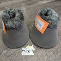 Pr Neoprene Fleece Top Bell Boots, velcro *vgc, dirt, mnr undone stitching, hair, rubbed, pills, threads
