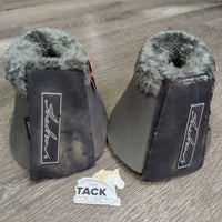 Pr Neoprene Fleece Top Bell Boots, velcro *vgc, dirt, mnr undone stitching, hair, rubbed, pills, threads
