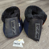Pr Neoprene Fleece Top Bell Boots, velcro *vgc, clean, peeled lining, mnr hair, dirt, rubs, threads
