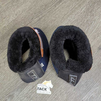 Pr Neoprene Fleece Top Bell Boots, velcro *vgc, clean, peeled lining, mnr hair, dirt, rubs, threads
