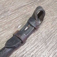 Rolled Leather Pommel Strap *gc, dirt, rubbed, creases, faded, warped, loose hooks
