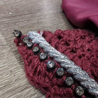 Crochet Fly Veil Ear Bonnet, Bling, Piping *vgc, clean, loose bling, hair & threads
