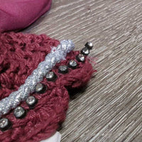 Crochet Fly Veil Ear Bonnet, Bling, Piping *vgc, clean, loose bling, hair & threads
