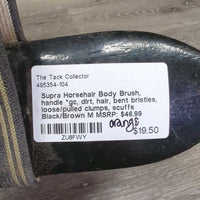 Horsehair Body Brush, handle *gc, dirt, hair, bent bristles, loose/pulled clumps, scuffs
