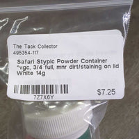 Stypic Powder Container *vgc, 3/4 full, mnr dirt/staining on lid
