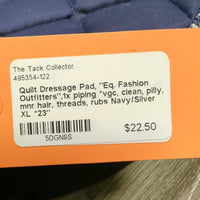 Quilt Dressage Pad, "Eq. Fashion Outfitters",1x piping *vgc, clean, pilly, mnr hair, threads, rubs
