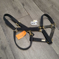 Thick Nylon Halter, hvy hardware - snap *gc/fair, clean & dirty, rubs, frays, faded
