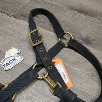 Thick Nylon Halter, hvy hardware - snap *gc/fair, clean & dirty, rubs, frays, faded
