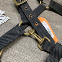 Thick Nylon Halter, hvy hardware - snap *gc/fair, clean & dirty, rubs, frays, faded
