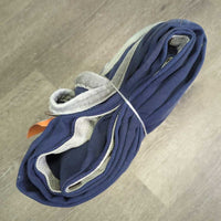 Cotton Stable Sheet, 2 legs *gc, clean, frayed straps, mnr stains, threads, repairs, rust, hair, holes, pills, faded
