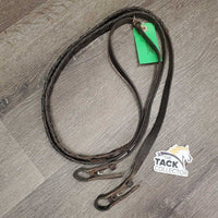 Braided Reins *gc/fair, unstitched lace ends, trimmed end, film, dry, older
