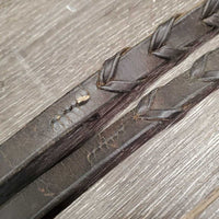 Braided Reins *gc/fair, unstitched lace ends, trimmed end, film, dry, older
