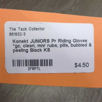 JUNIORS Pr Riding Gloves *gc, clean, mnr rubs, pills, bubbled & peeling
