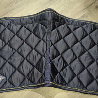 Quilt Padded Dressage Saddle Pad, 2x piping *gc, clean, mnr hair, shrunk, puckers, faded, rubs, pills, snags
