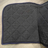 Quilt Padded Dressage Saddle Pad, 2x piping *gc, clean, mnr hair, shrunk, puckers, faded, rubs, pills, snags
