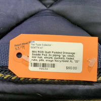 Quilt Padded Dressage Saddle Pad, 2x piping *gc, clean, mnr hair, shrunk, puckers, faded, rubs, pills, snags
