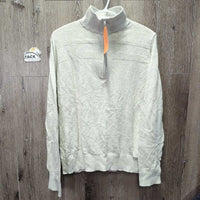 Cotton Sweater, mesh back, 1/4 Zip up *gc, pit & sides: rubs, pills
