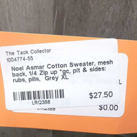Cotton Sweater, mesh back, 1/4 Zip up *gc, pit & sides: rubs, pills
