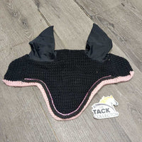 Crochet Ear Bonnet, Fly Veil, piping, bling *xc, clean, mnr hair, shrunk? curled
