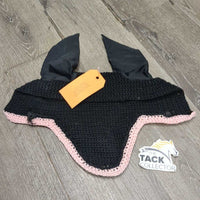 Crochet Ear Bonnet, Fly Veil, piping, bling *xc, clean, mnr hair, shrunk? curled
