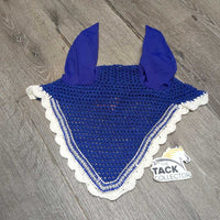 Crochet Ear Bonnet, Fly Veil, pearls, 4x bling *xc, clean, mnr hair, mnr curled
