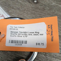Thin/MEd Loose Ring Snaffle Bit*xc/like new, clean, mnr scuffs
