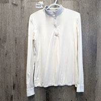 LS Sun Shirt, 1/4 Zip Up, Mesh Sleeves, Snap Collar *gc/fair, mnr snags, rubs, pills, pitt stains & runs, dingy, faded logos
