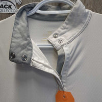 LS Sun Shirt, 1/4 Zip Up, Mesh Sleeves, Snap Collar *gc/fair, mnr snags, rubs, pills, pitt stains & runs, dingy, faded logos
