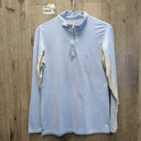 LS Sun Shirt, 1/4 Zip Up, Mesh Sleeves *gc, mnr snags, rubs, pills, pitt stains & runs
