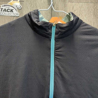 LS Sun Shirt, 1/4 Zip Up, Mesh Sleeves *gc/fair, pulled/frayed mesh elastic, faded, older, puckers
