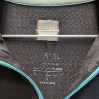 LS Sun Shirt, 1/4 Zip Up, Mesh Sleeves *gc/fair, pulled/frayed mesh elastic, faded, older, puckers
