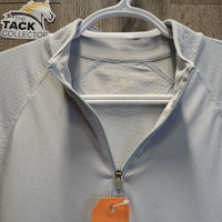 LS Sun Shirt, 1/4 Zip Up, Mesh Sleeves *gc, snags, runs, seam rubs, puckers, cuff & pit stains
