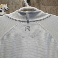 LS Sun Shirt, 1/4 Zip Up, Mesh Sleeves *gc, snags, runs, seam rubs, puckers, cuff & pit stains
