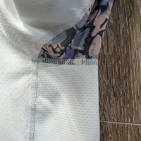 LS Sun Shirt, 1/4 Zip Up, Mesh Sleeves *gc, snags, runs, seam rubs, puckers, cuff & pit stains

